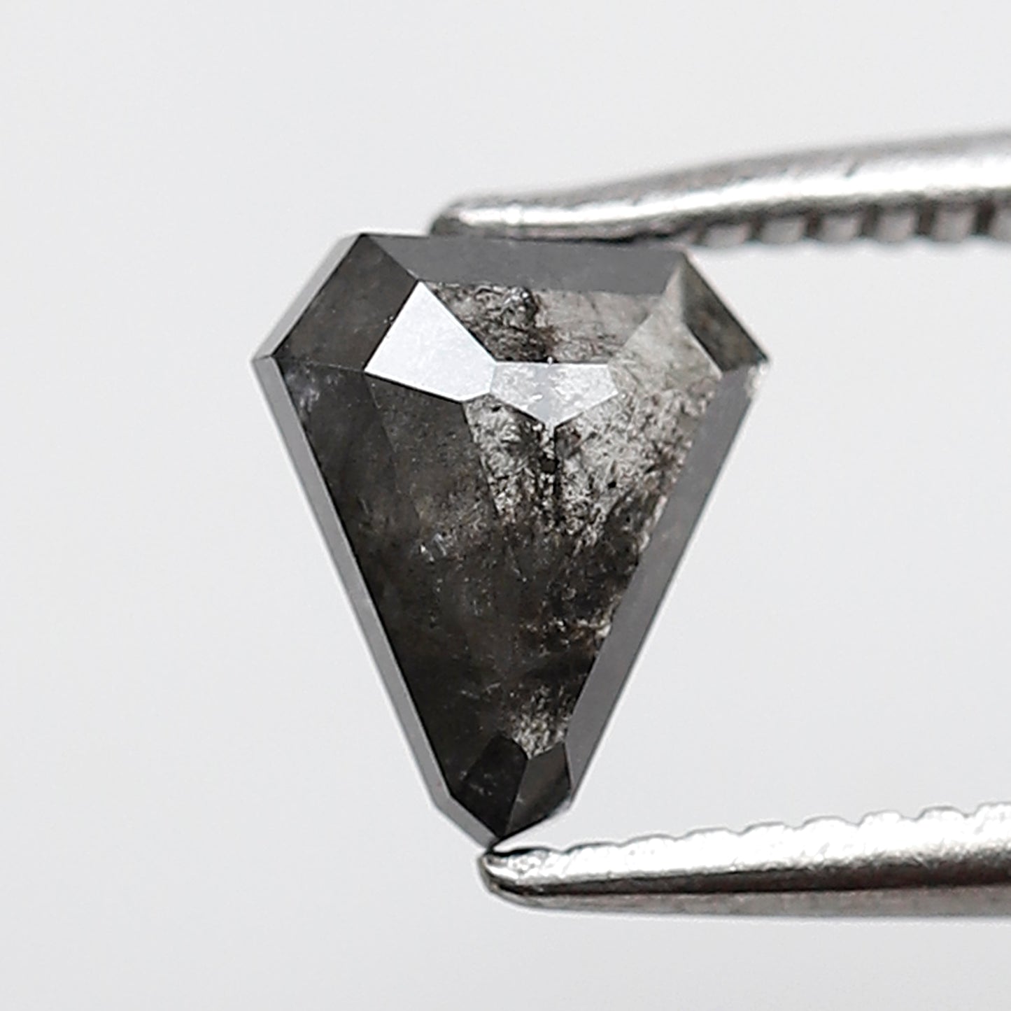 0.81 Ct 6.70 MM Modified Triangle Shape Salt and Pepper Natural Loose Gray Black Color Diamond