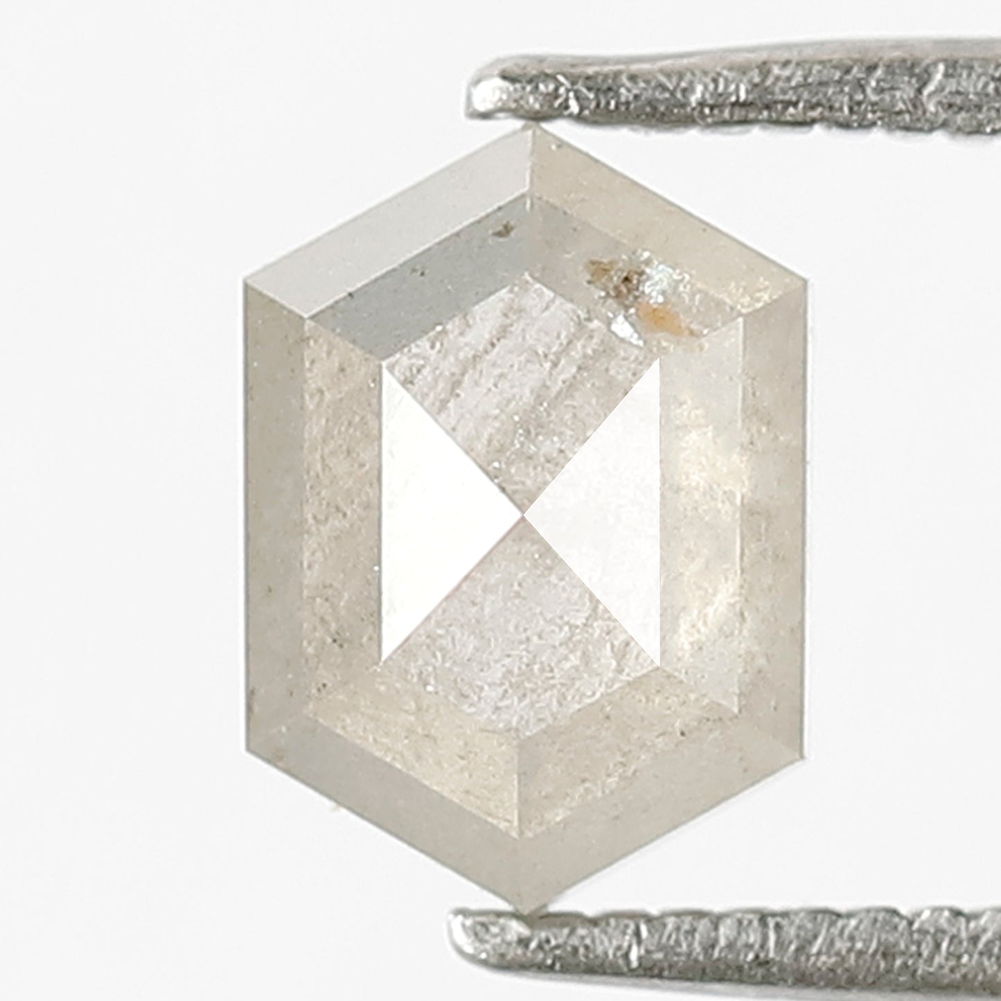 1.53 CT Elongated Hexagon shape White Translucent color 8 MM Ethically Sourced Loose Salt and Pepper Diamond ideal for making Proposal Ring