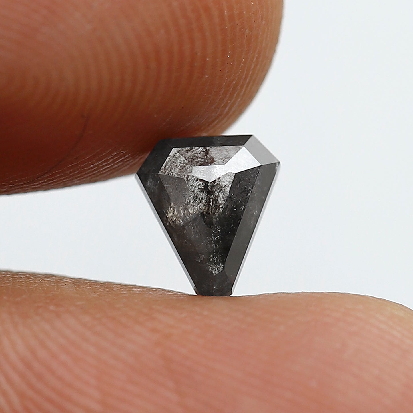 0.81 Ct 6.70 MM Modified Triangle Shape Salt and Pepper Natural Loose Gray Black Color Diamond