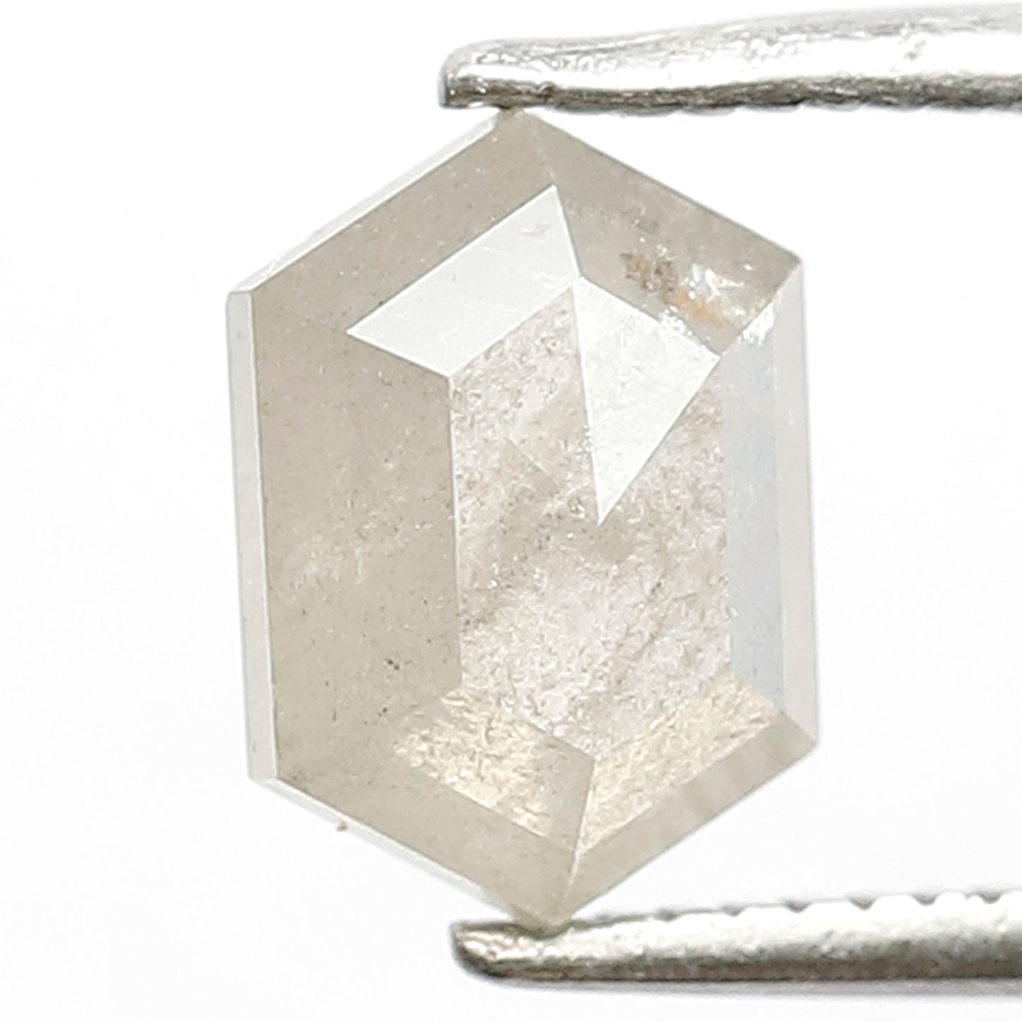 1.53 CT Elongated Hexagon shape White Translucent color 8 MM Ethically Sourced Loose Salt and Pepper Diamond ideal for making Proposal Ring