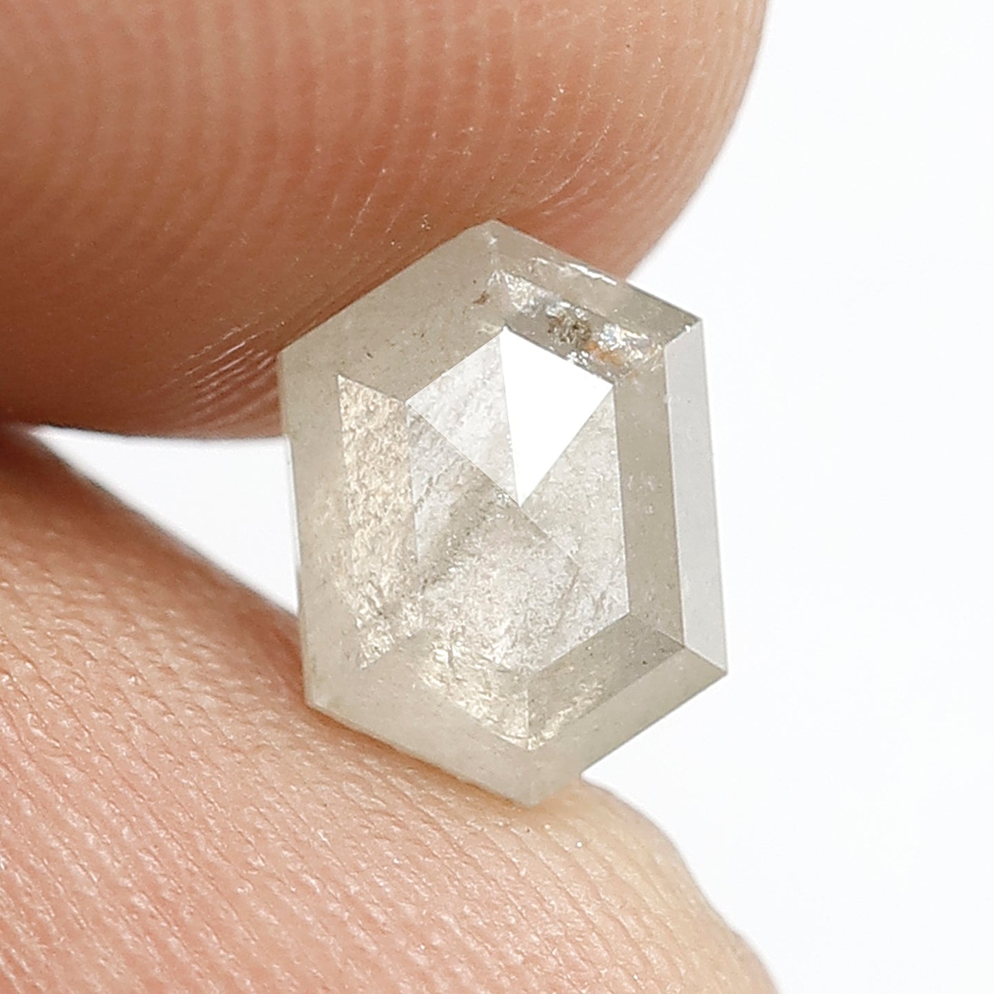 1.53 CT Elongated Hexagon shape White Translucent color 8 MM Ethically Sourced Loose Salt and Pepper Diamond ideal for making Proposal Ring