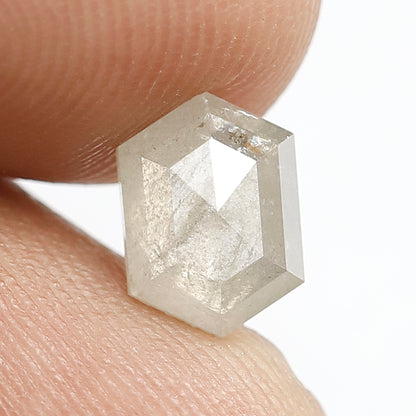 1.53 CT Elongated Hexagon shape White Translucent color 8 MM Ethically Sourced Loose Salt and Pepper Diamond ideal for making Proposal Ring
