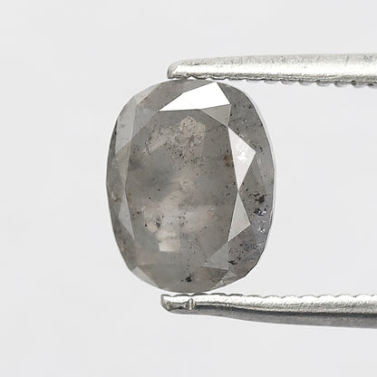 1.79 CT oval Shape Salt and Pepper Diamond 7.60 MM black grey Color Loose Natural Diamond For Wedding Ring