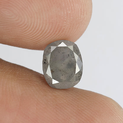 1.79 CT oval Shape Salt and Pepper Diamond 7.60 MM black grey Color Loose Natural Diamond For Wedding Ring