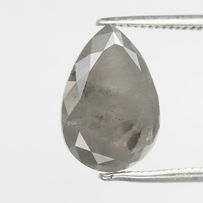 4.98 CT Pear Shape Salt and Pepper Diamond 12.80 MM black grey Color Loose Natural Diamond For Wedding Ring