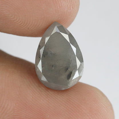 4.98 CT Pear Shape Salt and Pepper Diamond 12.80 MM black grey Color Loose Natural Diamond For Wedding Ring
