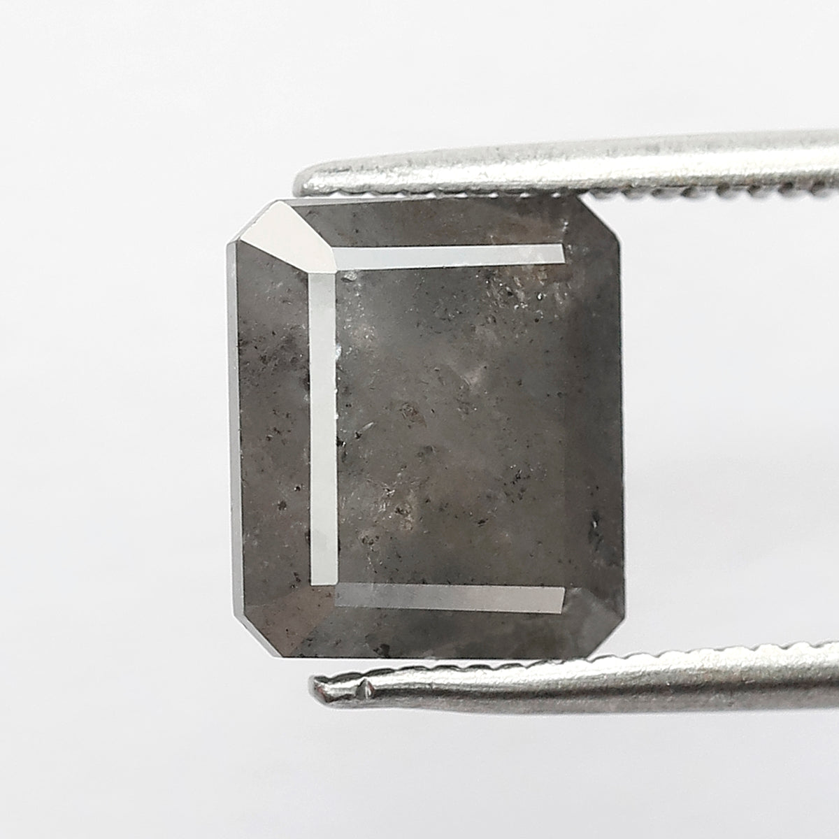 4.21 ct Emerald Shape Salt and Pepper Diamond 9 MM black grey Color Loose Natural Diamond For Wedding Ring