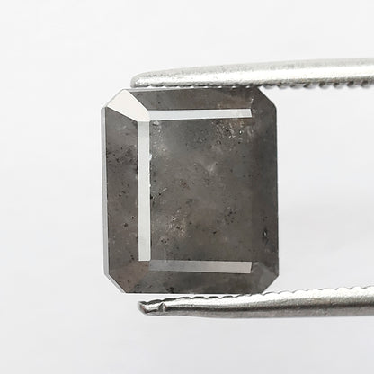 4.21 ct Emerald Shape Salt and Pepper Diamond 9 MM black grey Color Loose Natural Diamond For Wedding Ring