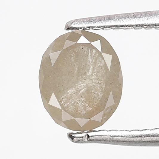0.76 Ct 6 MM Oval Shape Salt and Pepper Diamond Loose Natural Grey Green Color Rustic Diamond