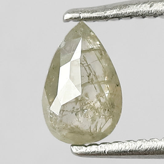0.45 CT Pear Natural Rustic Diamond, 6.50 MM Light Greenish Loose Diamond For Pear Diamond Ring