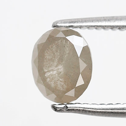 0.76 Ct 6 MM Oval Shape Salt and Pepper Diamond Loose Natural Grey Green Color Rustic Diamond