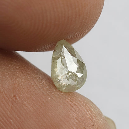 0.45 CT Pear Natural Rustic Diamond, 6.50 MM Light Greenish Loose Diamond For Pear Diamond Ring