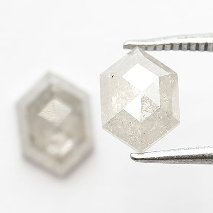 2.18 CT Splendid Hexagon Shape Grey Black Twin Pair Set Loose Natural Salt and Pepper Diamond ideal for making Custom Statement Earrings