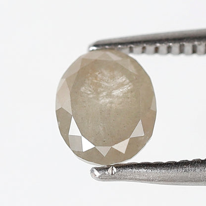 0.76 Ct 6 MM Oval Shape Salt and Pepper Diamond Loose Natural Grey Green Color Rustic Diamond