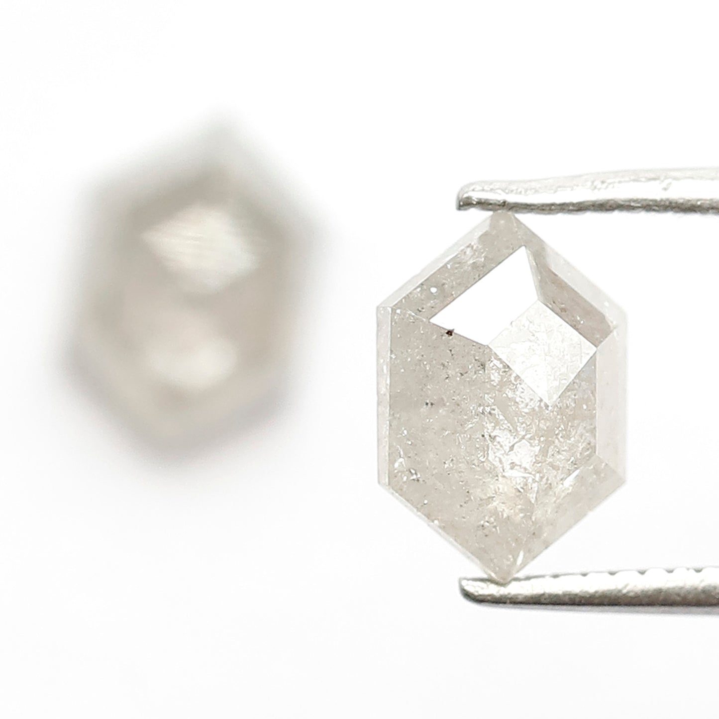 2.18 CT Splendid Hexagon Shape Grey Black Twin Pair Set Loose Natural Salt and Pepper Diamond ideal for making Custom Statement Earrings