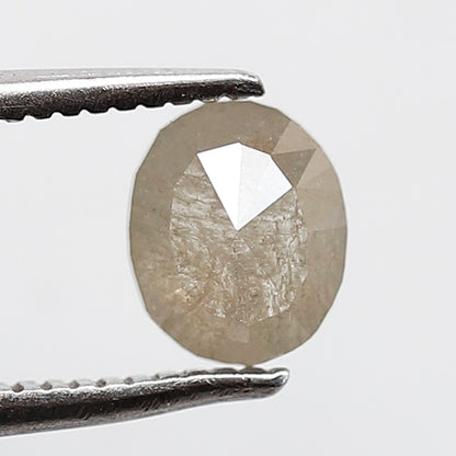 0.76 Ct 6 MM Oval Shape Salt and Pepper Diamond Loose Natural Grey Green Color Rustic Diamond