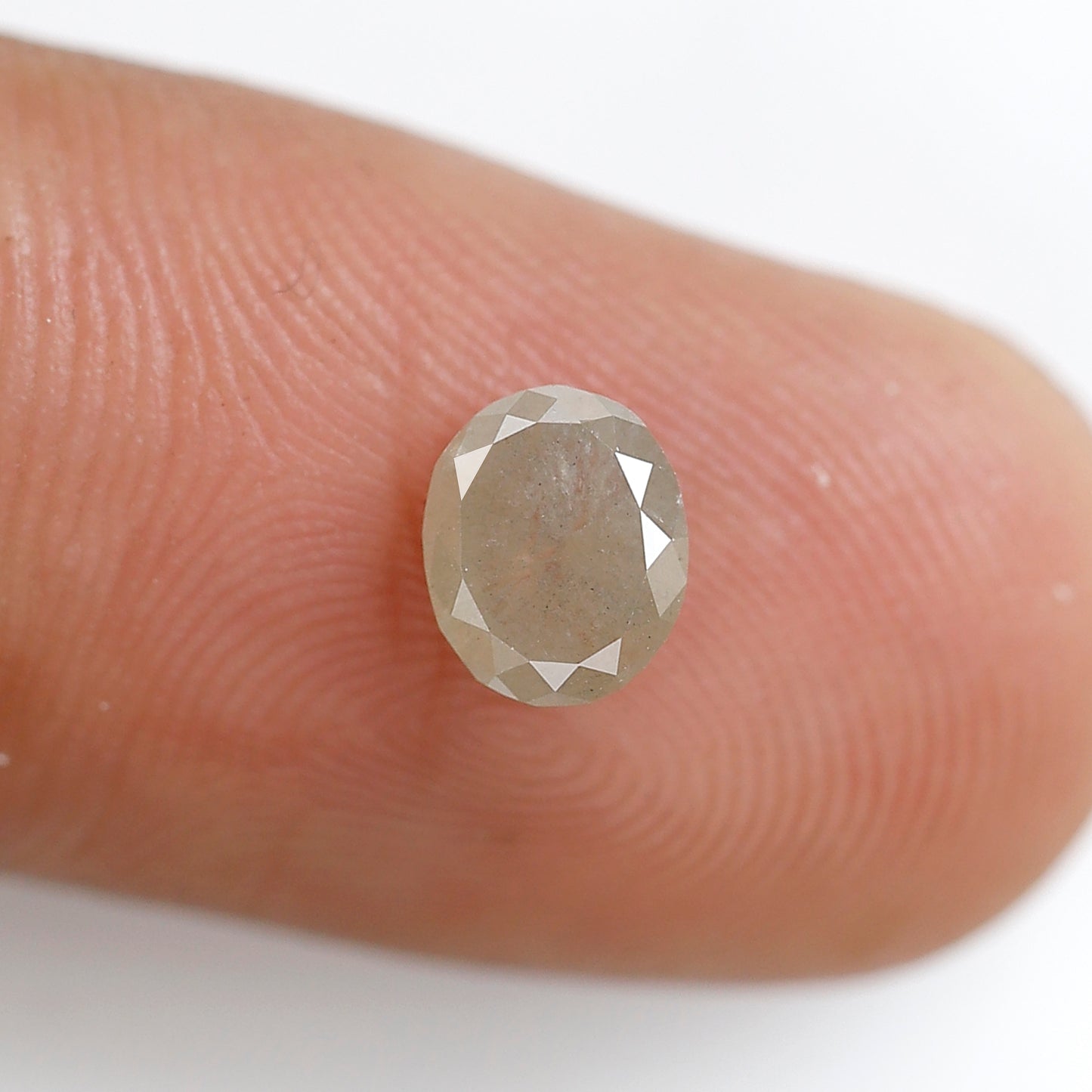 0.76 Ct 6 MM Oval Shape Salt and Pepper Diamond Loose Natural Grey Green Color Rustic Diamond