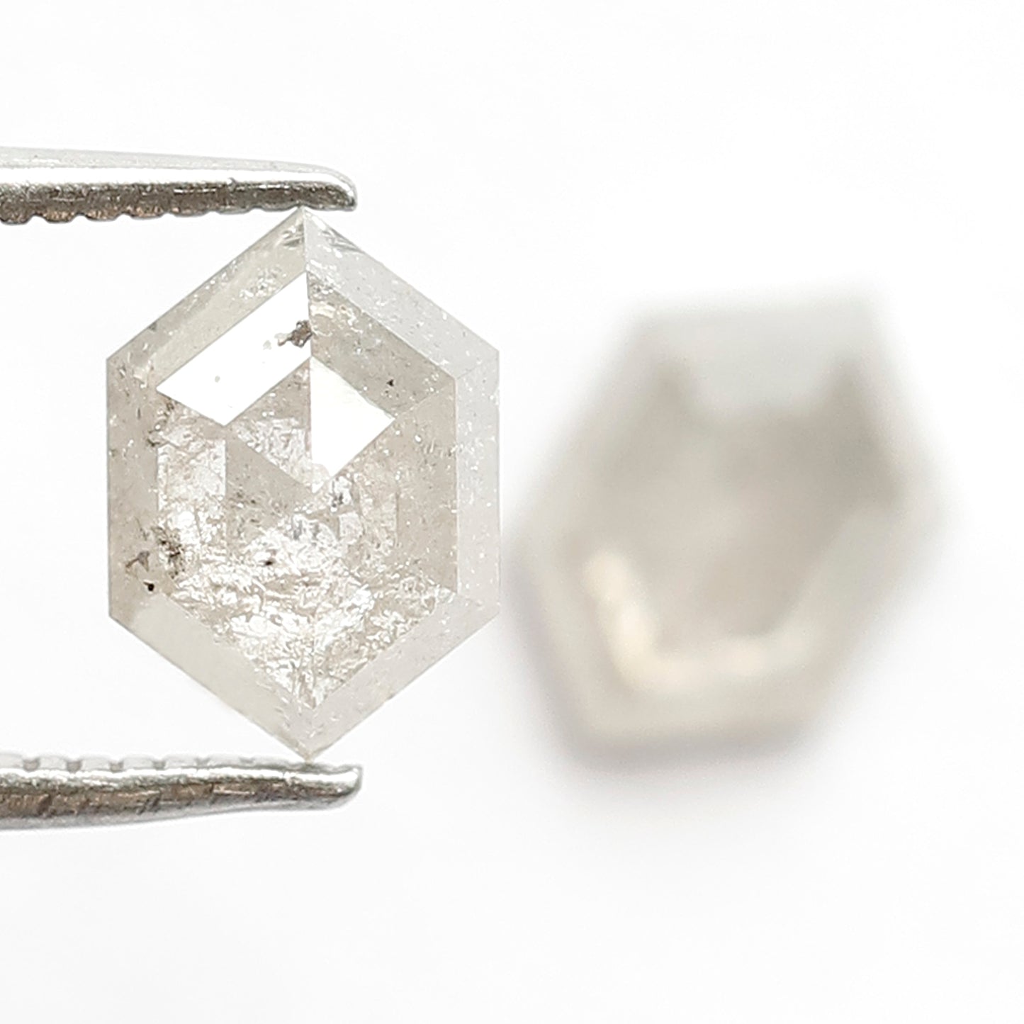 2.18 CT Splendid Hexagon Shape Grey Black Twin Pair Set Loose Natural Salt and Pepper Diamond ideal for making Custom Statement Earrings