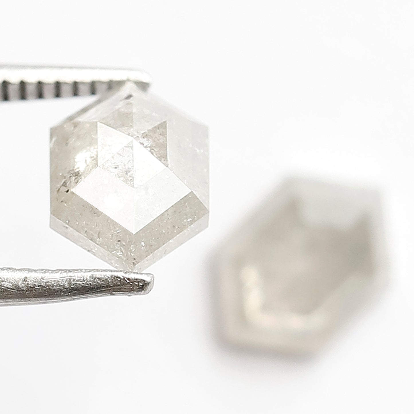 2.18 CT Splendid Hexagon Shape Grey Black Twin Pair Set Loose Natural Salt and Pepper Diamond ideal for making Custom Statement Earrings