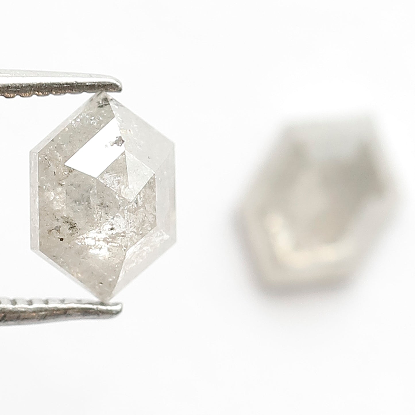 2.18 CT Splendid Hexagon Shape Grey Black Twin Pair Set Loose Natural Salt and Pepper Diamond ideal for making Custom Statement Earrings