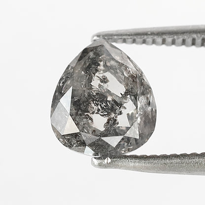 1.60 CT Pear Shape Salt and Pepper Diamond 7.80 MM  black grey Color Loose Natural Diamond For Wedding Ring