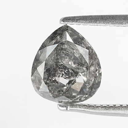 1.60 CT Pear Shape Salt and Pepper Diamond 7.80 MM  black grey Color Loose Natural Diamond For Wedding Ring