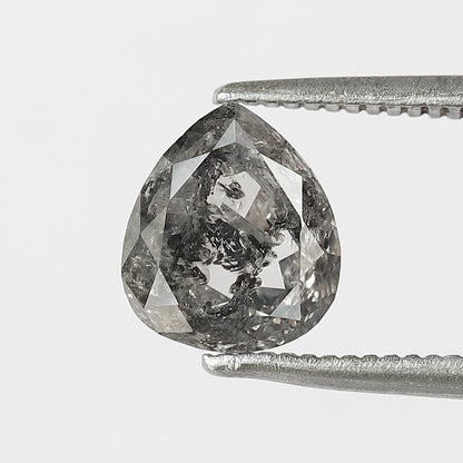1.60 CT Pear Shape Salt and Pepper Diamond 7.80 MM  black grey Color Loose Natural Diamond For Wedding Ring