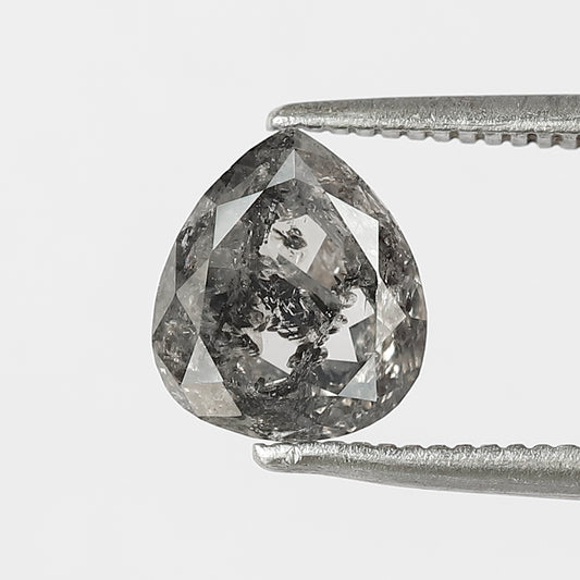 1.60 CT Pear Shape Salt and Pepper Diamond 7.80 MM  black grey Color Loose Natural Diamond For Wedding Ring