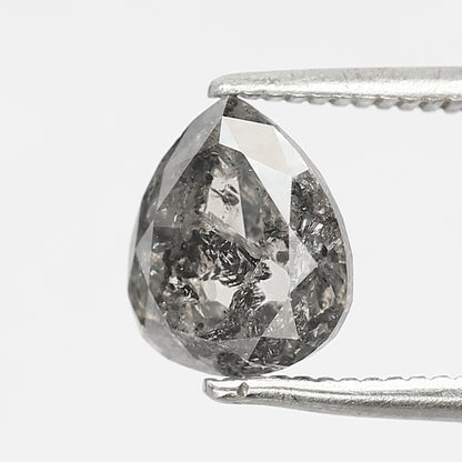 1.60 CT Pear Shape Salt and Pepper Diamond 7.80 MM  black grey Color Loose Natural Diamond For Wedding Ring