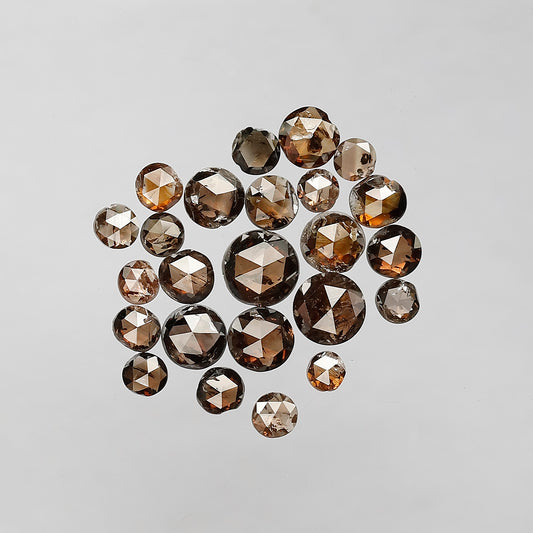 4.25 Ct Round Rose Cut Diamond Lot | 24 Pcs Reddish Champagne Natural Diamonds for Bracelet