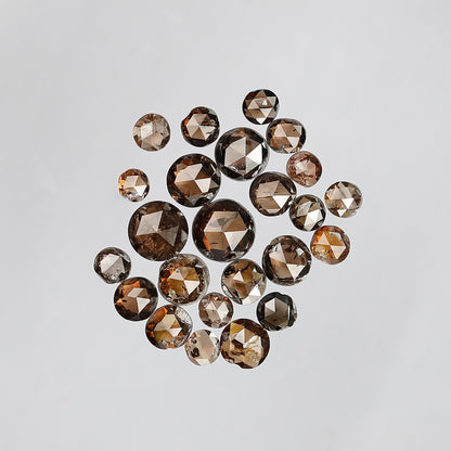 4.25 Ct Round Rose Cut Diamond Lot | 24 Pcs Reddish Champagne Natural Diamonds for Bracelet