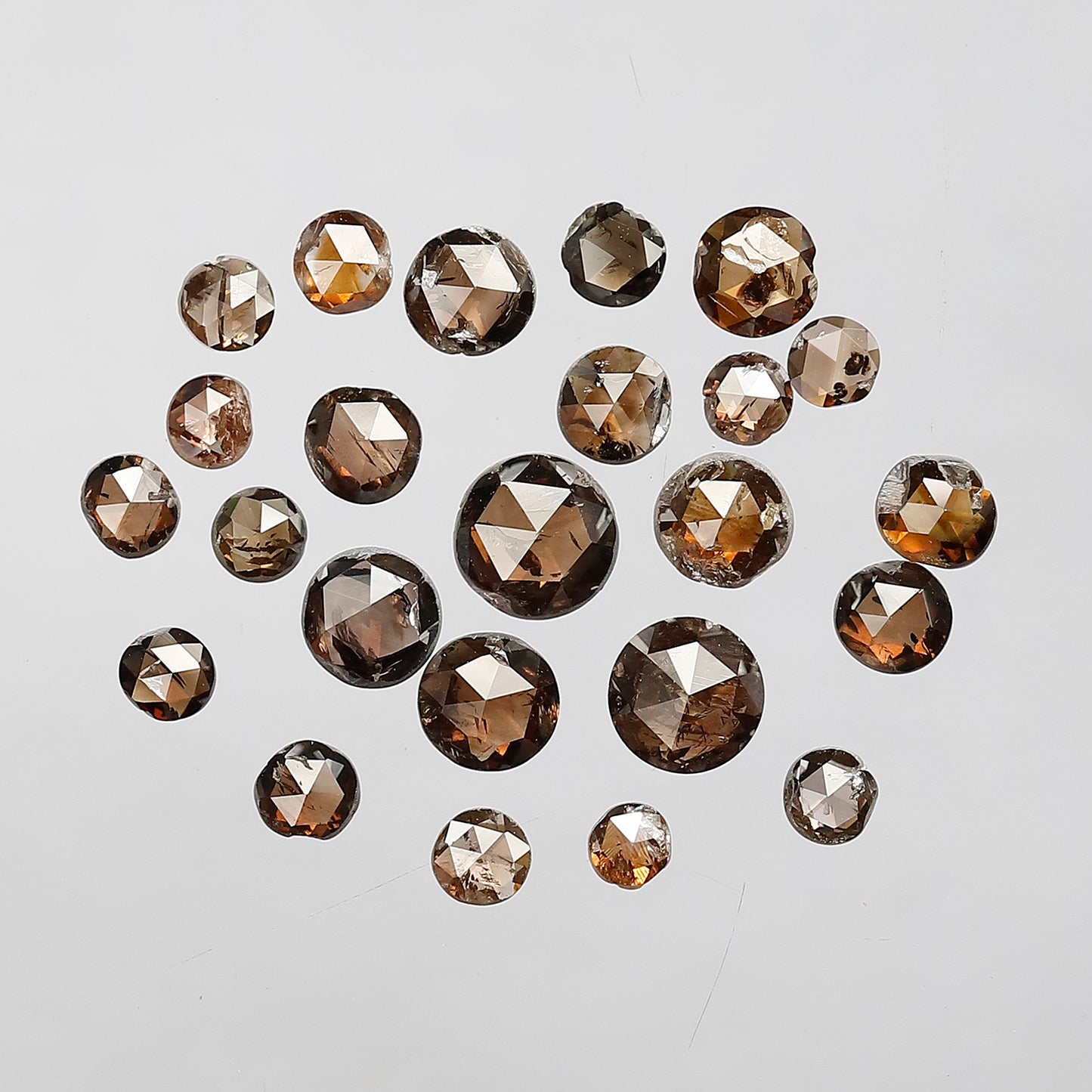 4.25 Ct Round Rose Cut Diamond Lot | 24 Pcs Reddish Champagne Natural Diamonds for Bracelet