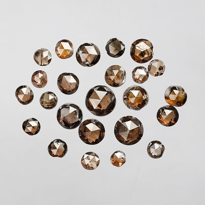 4.25 Ct Round Rose Cut Diamond Lot | 24 Pcs Reddish Champagne Natural Diamonds for Bracelet