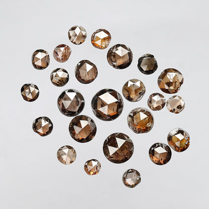 4.25 Ct Round Rose Cut Diamond Lot | 24 Pcs Reddish Champagne Natural Diamonds for Bracelet