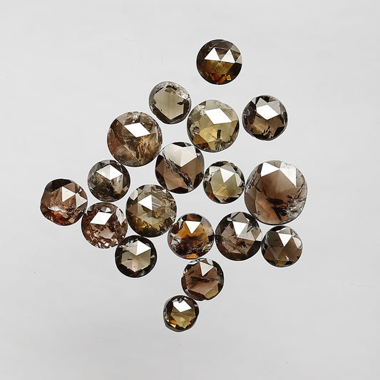 4.48 Ct 18 Pcs Round Rose Cut Champagne Diamonds | Natural Round Rustic Diamond Lot
