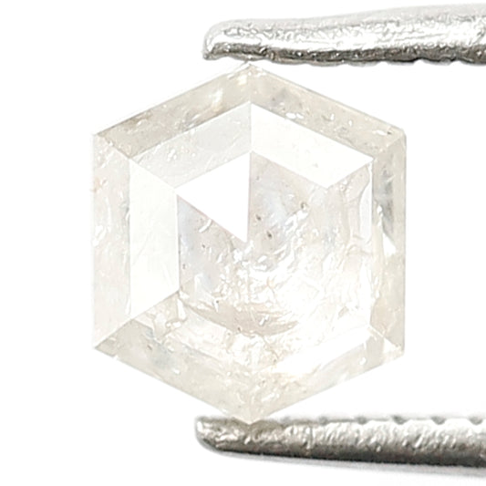 0.94 CT Domed Top White color Loose Salt and Pepper Hexagon Shape Polished Conflict Free Diamond ideal for making Custom Made Diamond Ring