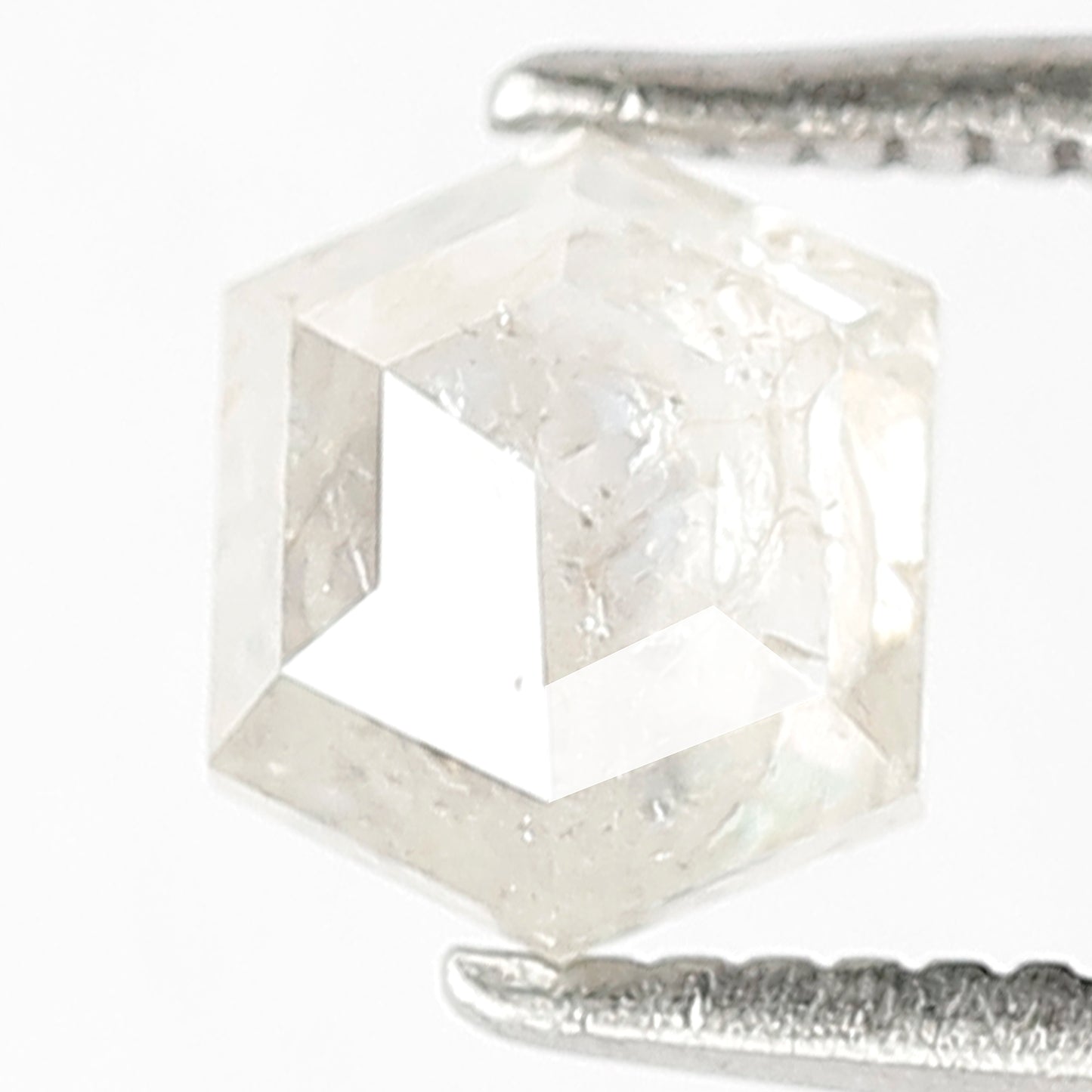 0.94 CT Domed Top White color Loose Salt and Pepper Hexagon Shape Polished Conflict Free Diamond ideal for making Custom Made Diamond Ring