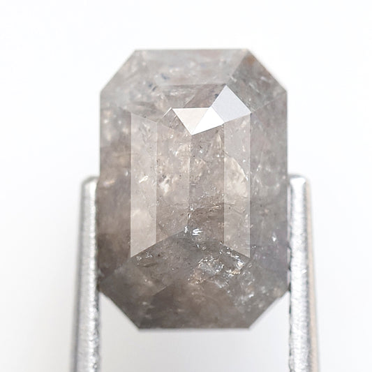 3.43 CT Emerald Shape Grayish Black Diamond, Natural 10.50 x 7.00 mm Salt and Pepper Earth Mined Diamond