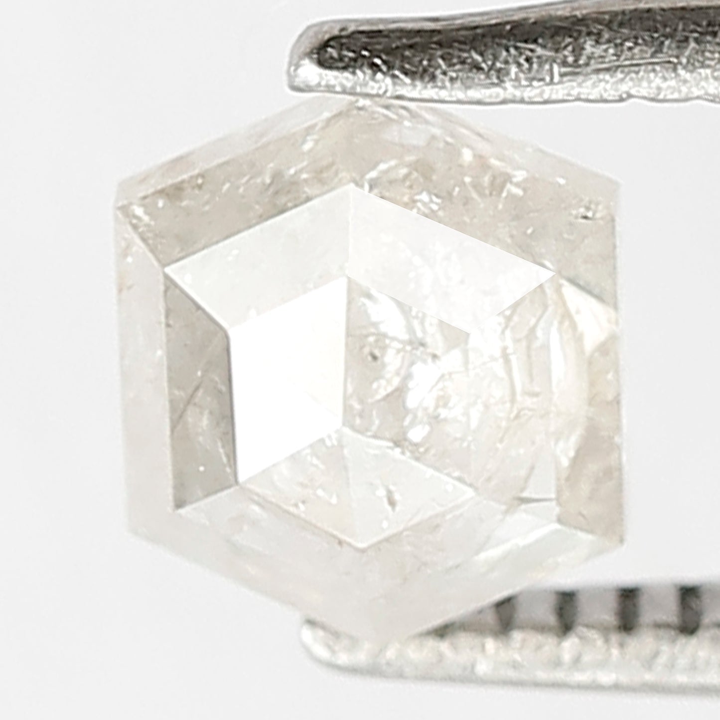 0.94 CT Domed Top White color Loose Salt and Pepper Hexagon Shape Polished Conflict Free Diamond ideal for making Custom Made Diamond Ring