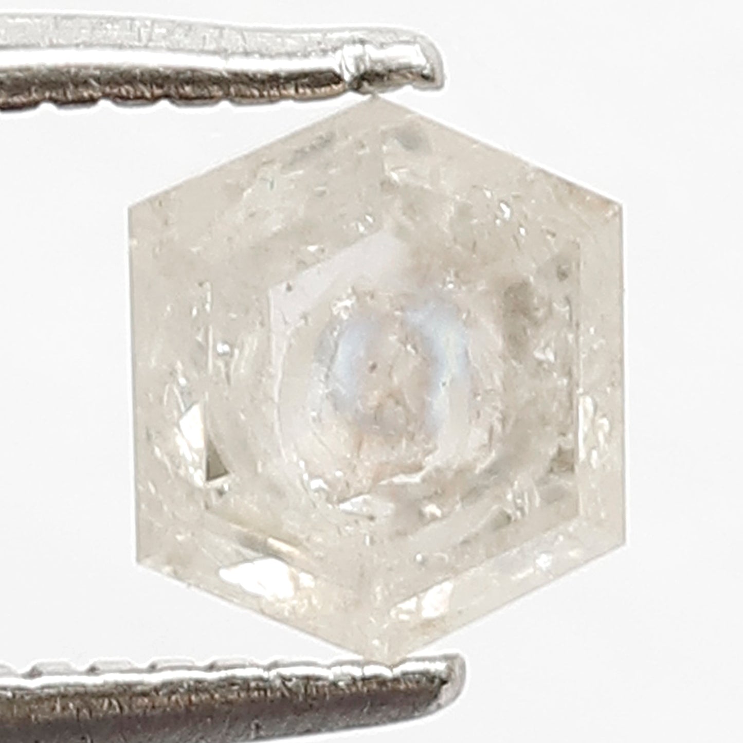 0.94 CT Domed Top White color Loose Salt and Pepper Hexagon Shape Polished Conflict Free Diamond ideal for making Custom Made Diamond Ring