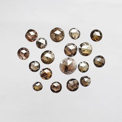 4.48 Ct 18 Pcs Round Rose Cut Champagne Diamonds | Natural Round Rustic Diamond Lot