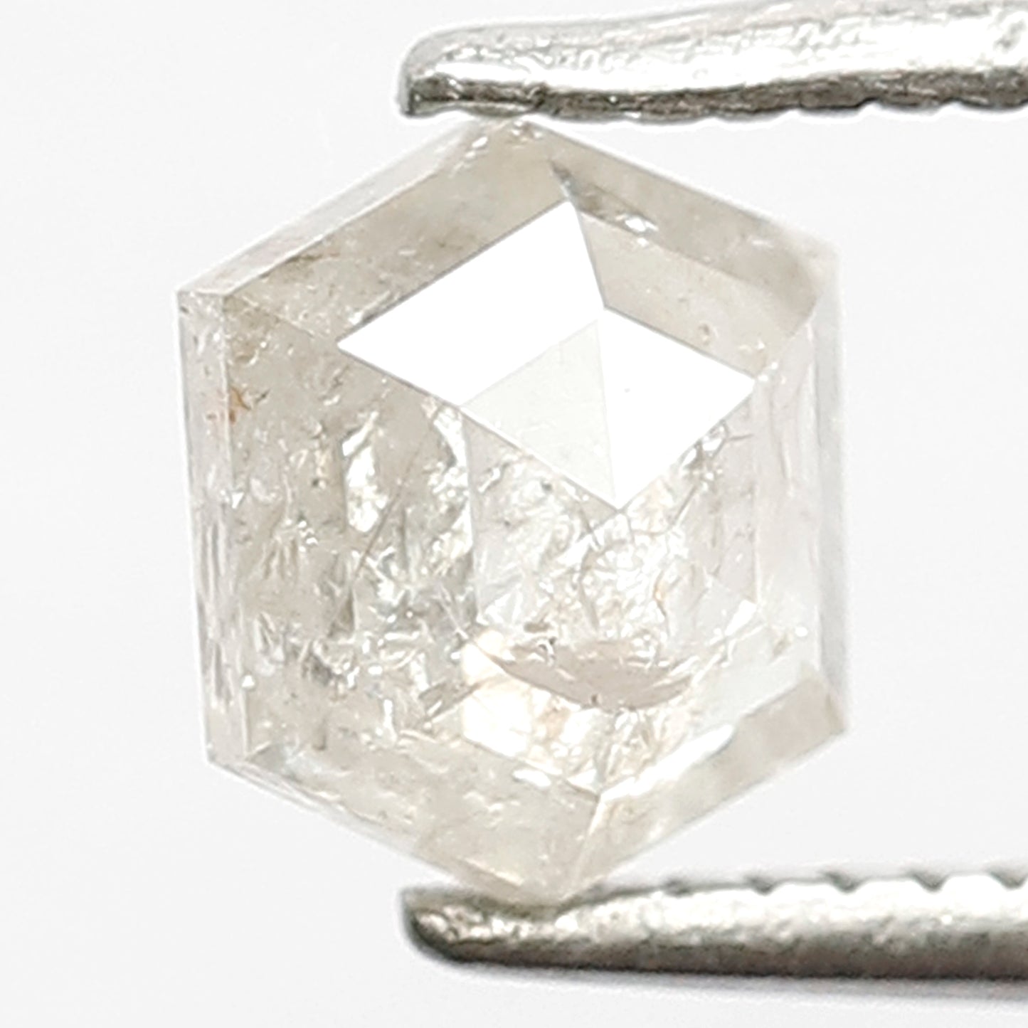 0.94 CT Domed Top White color Loose Salt and Pepper Hexagon Shape Polished Conflict Free Diamond ideal for making Custom Made Diamond Ring