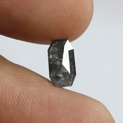 0.95 CT Geometric shape Salt and Pepper Diamond 8.50 MM  black grey Color Loose Natural Diamond For Wedding Ring