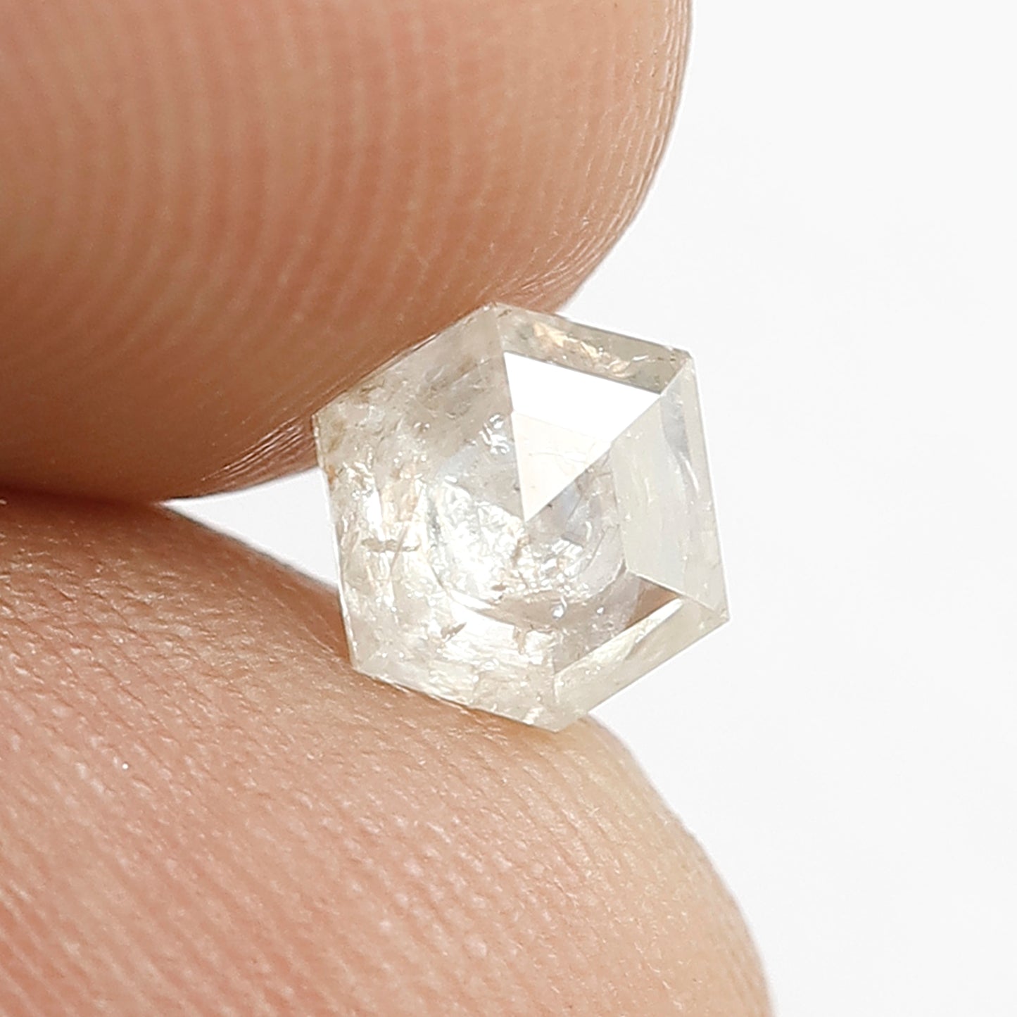 0.94 CT Domed Top White color Loose Salt and Pepper Hexagon Shape Polished Conflict Free Diamond ideal for making Custom Made Diamond Ring