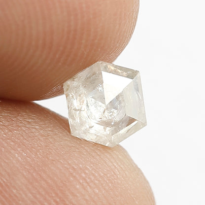 0.94 CT Domed Top White color Loose Salt and Pepper Hexagon Shape Polished Conflict Free Diamond ideal for making Custom Made Diamond Ring