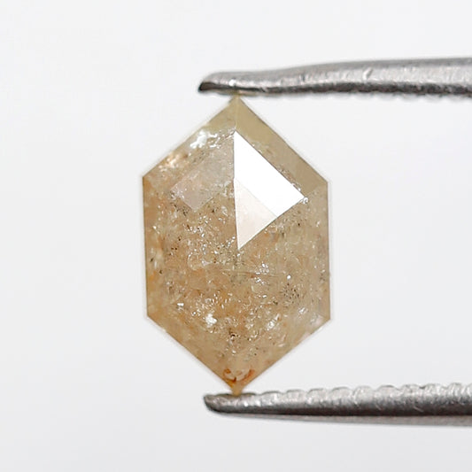 1.36 CT 8 MM Elongated Hexagon Shape Salt and Pepper Diamond Rustic Orange Color Natural Loose Diamond
