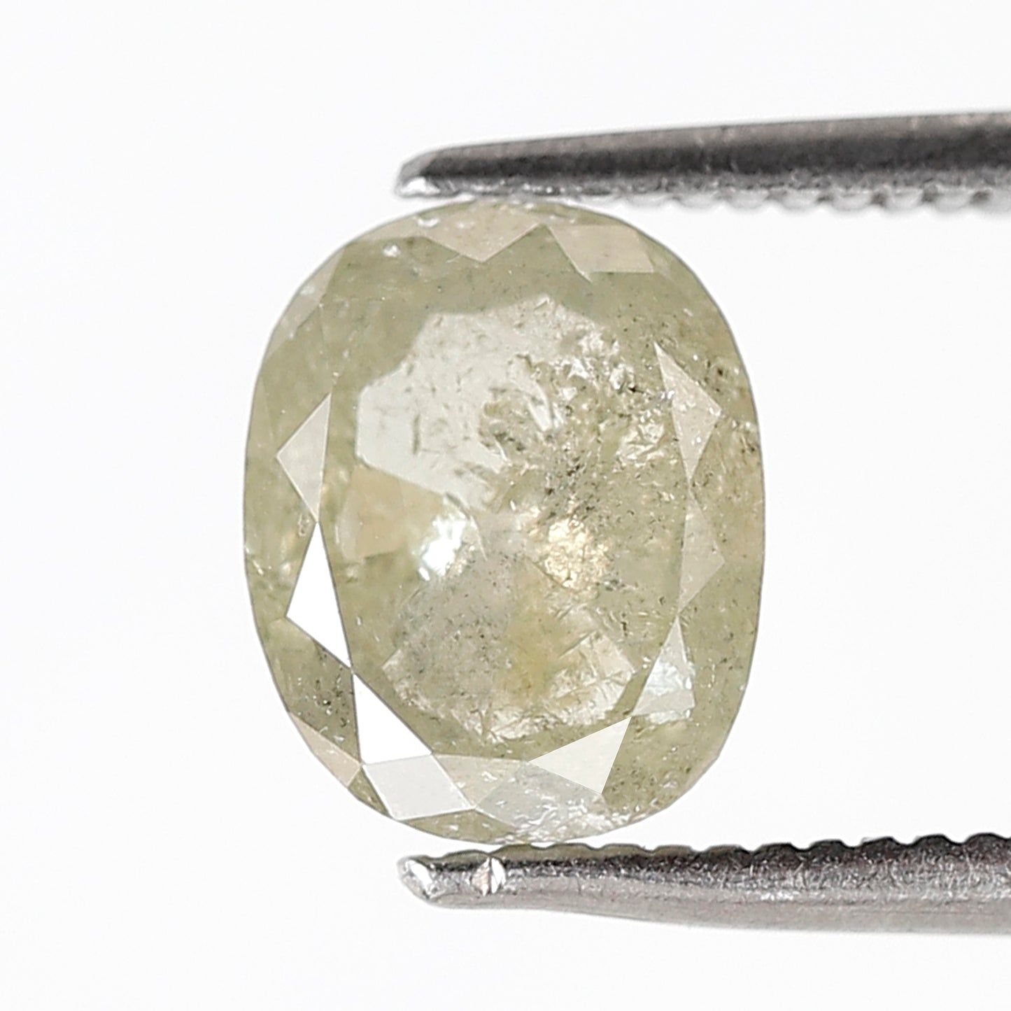 1.70 CT 8 MM Oval Shape Rustic Diamond Translucent Green Color Natural Loose Diamond For Anniversary Gift