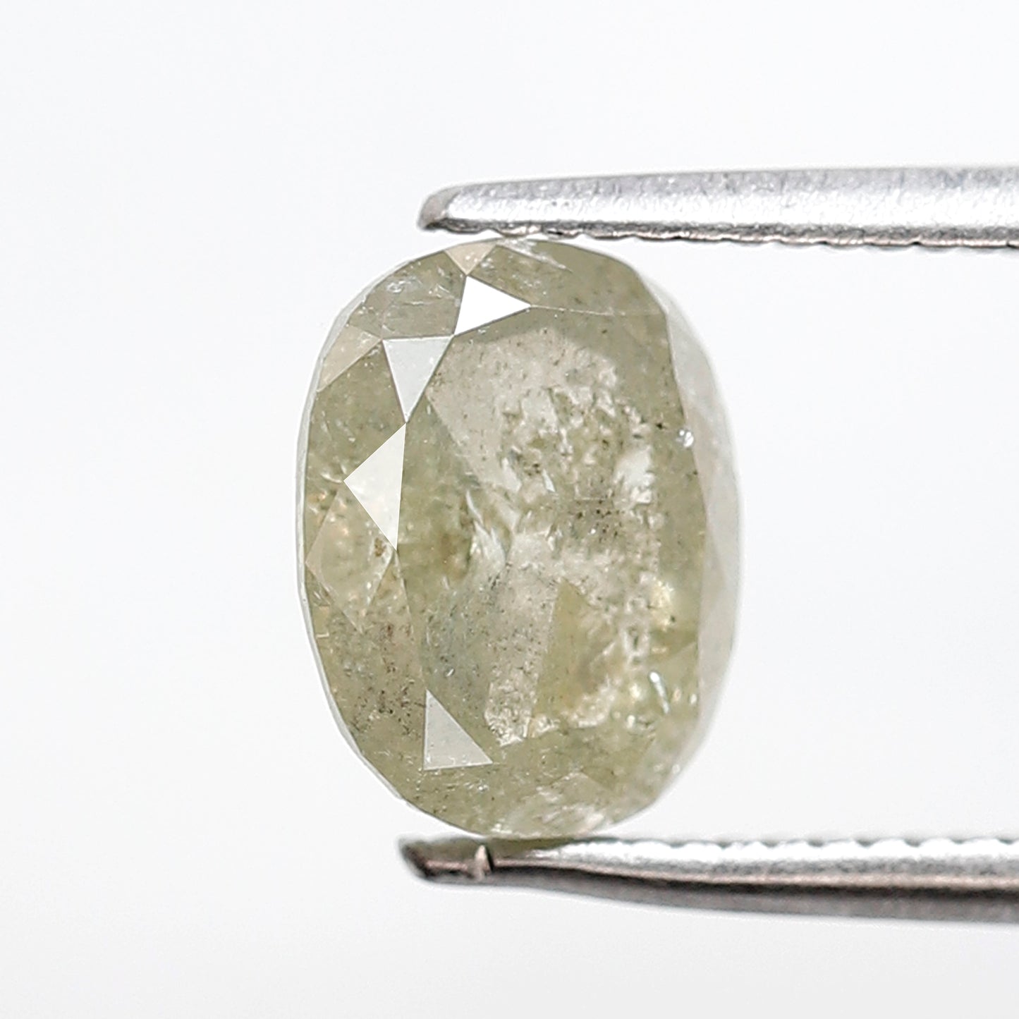 1.70 CT 8 MM Oval Shape Rustic Diamond Translucent Green Color Natural Loose Diamond For Anniversary Gift