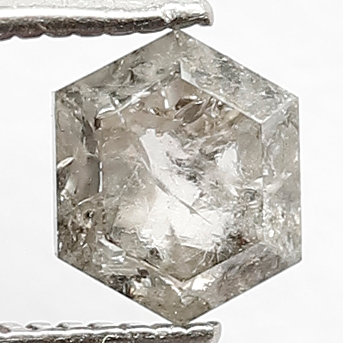 0.98 CT Hexagon Shape Grey Black Loose Salt and Pepper Diamond ideal for making Engagement Ring