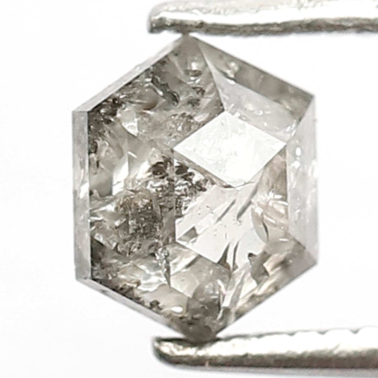 0.98 CT Hexagon Shape Grey Black Loose Salt and Pepper Diamond ideal for making Engagement Ring